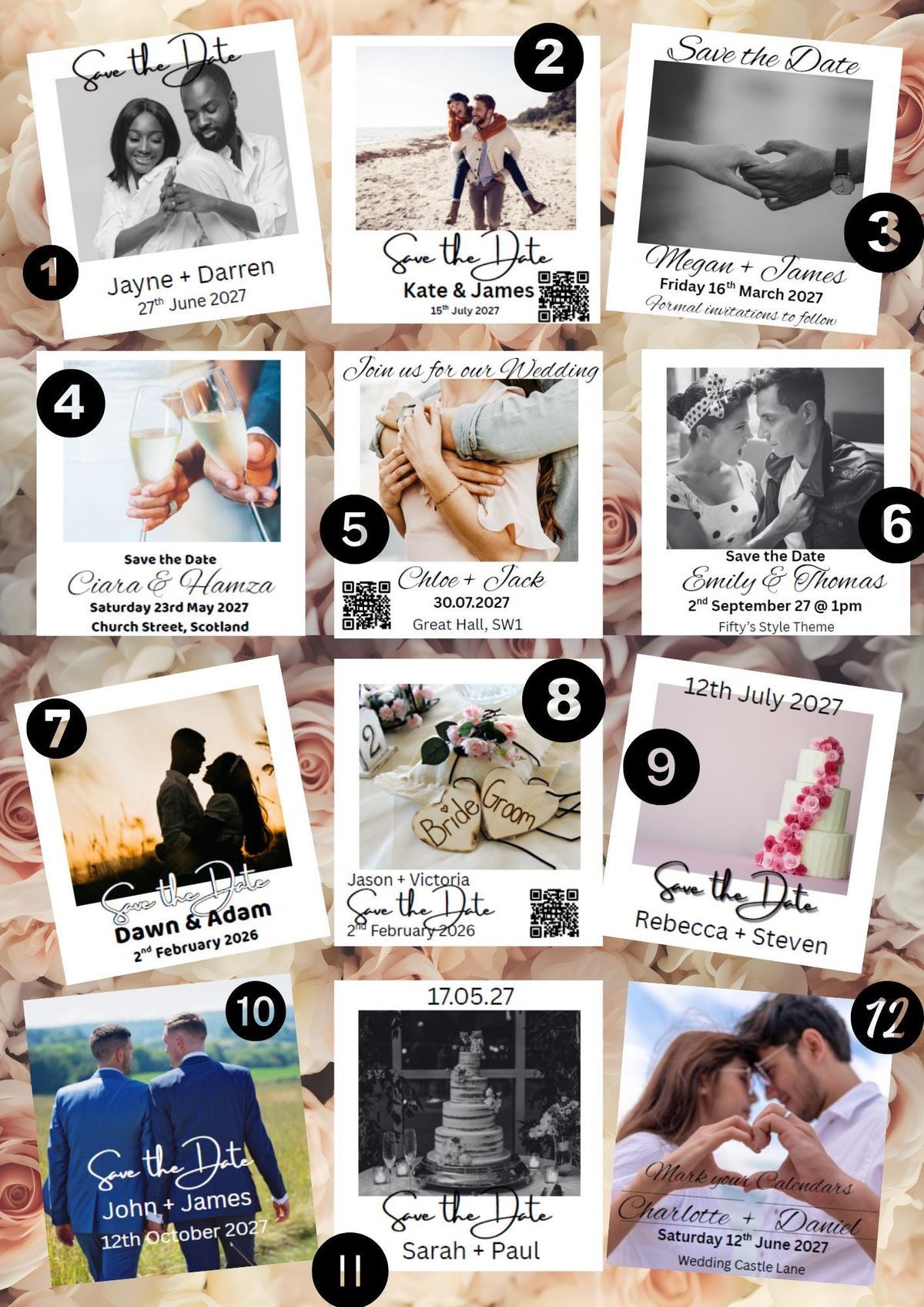 Personalised Save the Date Photo Magnets - Wedding & Event Announcements (50mm x 50mm)